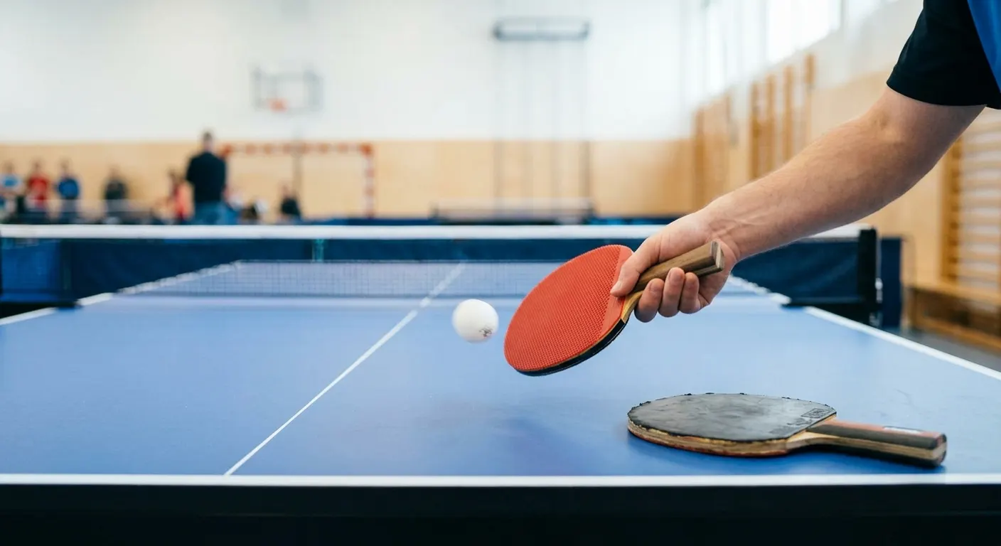 Close-up of worn table tennis rubber topsheet losing tackiness